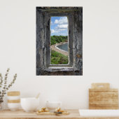 ビーチと木を構成する石窓 ポスター (キッチン)