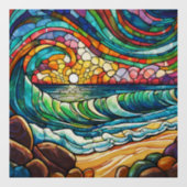 ビーチと波ステンドグラス美術 ウィンドウサイン (シート)