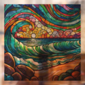 ビーチと波ステンドグラス美術 ウィンドウサイン (シート2)