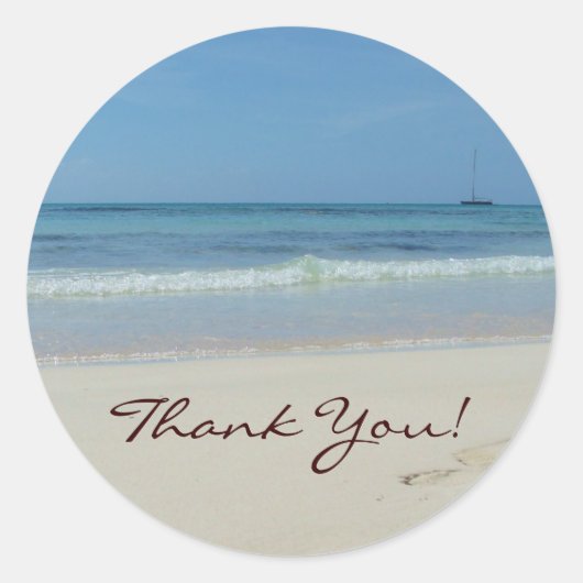 ビーチと海ありがとう ラウンドシール (正面)