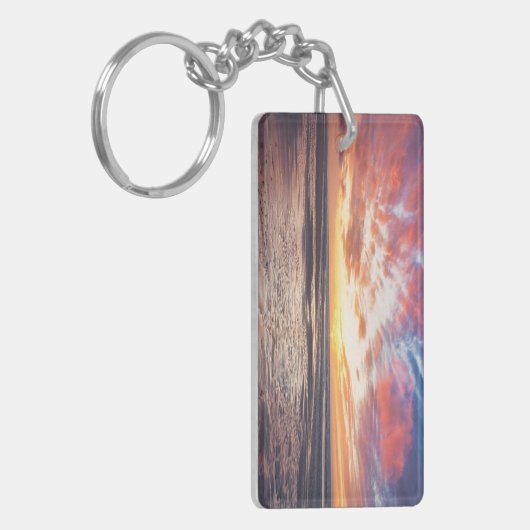 ビーチと海の夕日 キーホルダー (正面左)