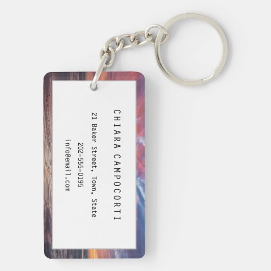 ビーチと海の夕日 キーホルダー (裏面)