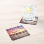 ビーチと海の夕日 スクエアペーパーコースター (インサイチュ)
