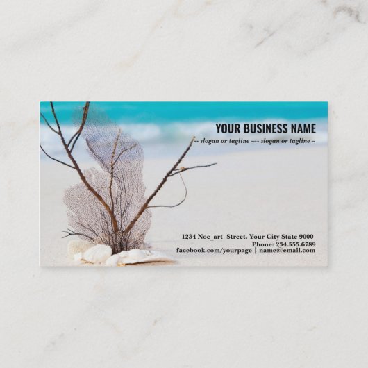 ビーチと海の概念 名刺 (裏面)