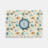 ビーチと海の生命をテーマにしたパタパーソナライズされたーン フリースブランケット (正面(横))