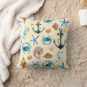 ビーチと海の生命をテーマにしたパターン クッション (ブランケット)
