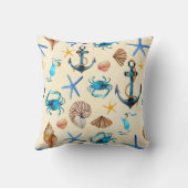 ビーチと海の生命をテーマにしたパターン クッション (裏面)