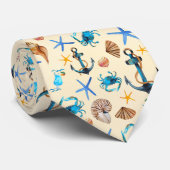 ビーチと海の生命をテーマにしたパターン ネクタイ (ロール)
