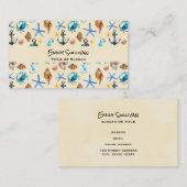 ビーチと海の生命をテーマにしたパターン 名刺 (正面/裏面)