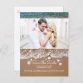 ビーチと海宝写真の保存日付 案内ポストカード (正面/裏面)