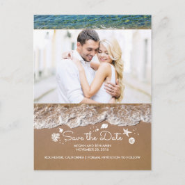 ビーチと海宝写真の保存日付 案内ポストカード