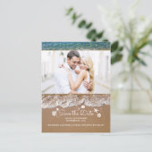 ビーチと海宝写真の保存日付 案内ポストカード (スタンド正面)