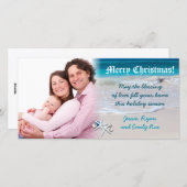 ビーチと海水カスタムクリスマスフォトカード シーズンカード (正面/裏面)