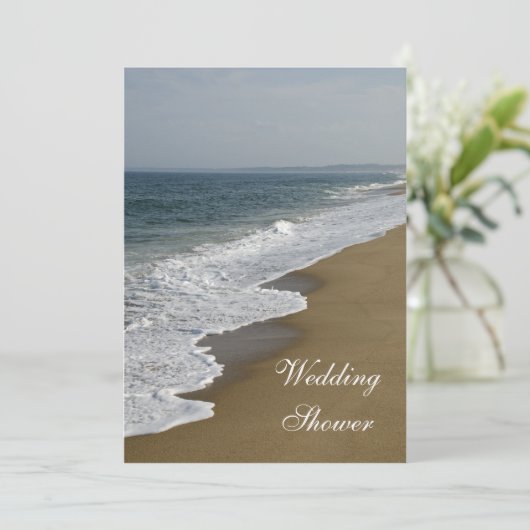 ビーチと海波ウェディングシャワー 招待状 (スタンド正面)