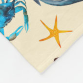 ビーチと海生活をテーマにした模様モノグラム フリースブランケット (角)