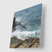 ビーチと海 スクエア壁時計 (傾斜)
