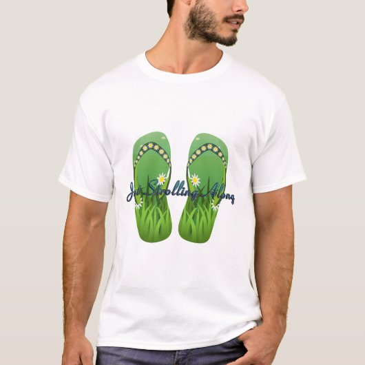 ビーチと犬の散歩 Tシャツ (正面)
