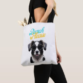 ビーチと犬 トートバッグ (クローズアップ)