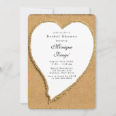 ビーチと砂ハートブライダルシャワー招待 招待状 (正面)