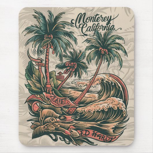 ビーチと船を見る マウスパッド (正面)