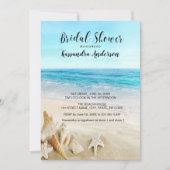 ビーチと貝殻をサンドブライダルシャワー 招待状 (正面)