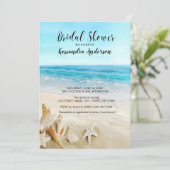 ビーチと貝殻をサンドブライダルシャワー 招待状 (スタンド正面)