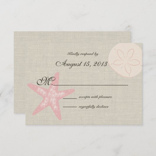 ビーチとBurlap RSVP (正面/裏面)