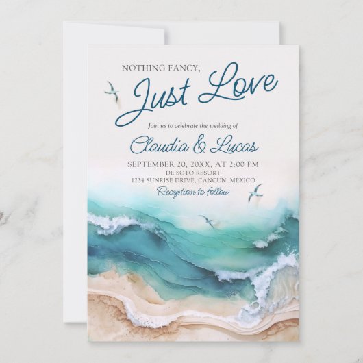 ビーチなしファンシーラブデスティネーションウェディング 招待状 (正面)