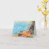 ビーチにいるアカウミガメ カード (黄色い花)