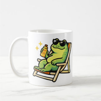 ビーチにいるカエルが描かれたマグカップ&コップ コーヒーマグカップ