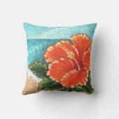 "ビーチによるハイビスカス"の装飾用クッション クッション (裏面)