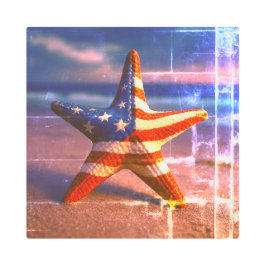 ビーチに取り残された愛国的なヒトデ メタルプリント