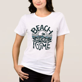 ビーチに来たぜ サンセット&ヤシの木の島 トライブレンドTシャツ