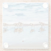 ビーチに沿って走っているシギ ガラスコースター (裏面)