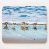 ビーチに沿って走っているシギ マウスパッド (正面)