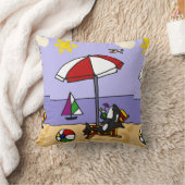 ビーチのおもしろいなシャチ クッション (ブランケット)