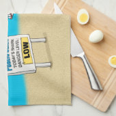 ビーチのおもしろいな罪がある鮫 キッチンタオル (四つ折り)