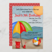 ビーチのおもしろいの誕生日の招待状 招待状 (正面/裏面)