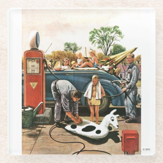 ビーチのおもちゃの膨脹 ガラスコースター (正面)