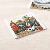 ビーチのおもちゃの膨脹 スクエアペーパーコースター (アングル)