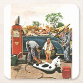 ビーチのおもちゃの膨脹 スクエアペーパーコースター (正面)