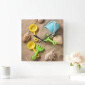 ビーチのおもちゃ スクエア壁時計 (ホーム)