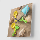 ビーチのおもちゃ スクエア壁時計 (傾斜)