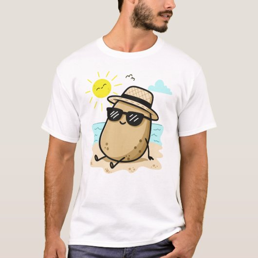 ビーチのじゃがいも サマー・バイブス Tシャツ (正面)
