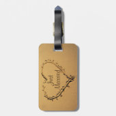 ビーチのたった今結婚しましたの愛ハート ラゲッジタグ (裏面縦)