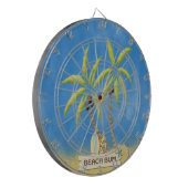 ビーチののらくら者、サーフボード、ヤシの木および砂 ダーツボード (正面左)