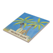 ビーチののらくら者、ヤシの木およびサーフボード タイル (側面)