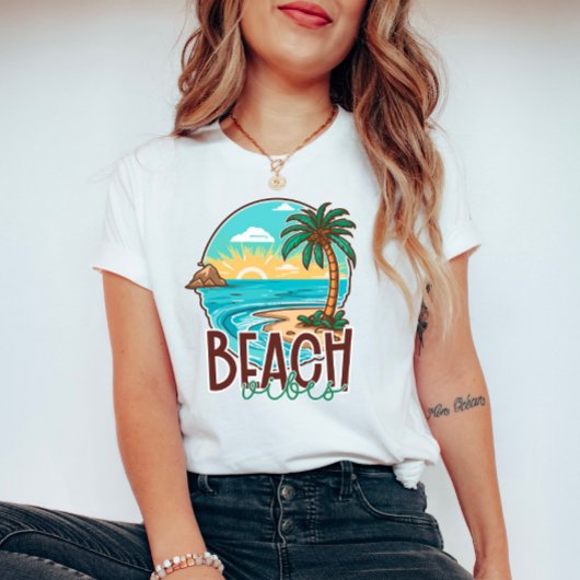 ビーチのひととき サンセット - 南国のヤシの木と大海原 Tシャツ