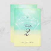ビーチのようなエレガントでヴィンテージな結婚式のテーブルナンバー 招待状 (正面/裏面)