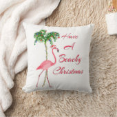 ビーチのようなクリスマスフラミンゴを食べる クッション (ブランケット)